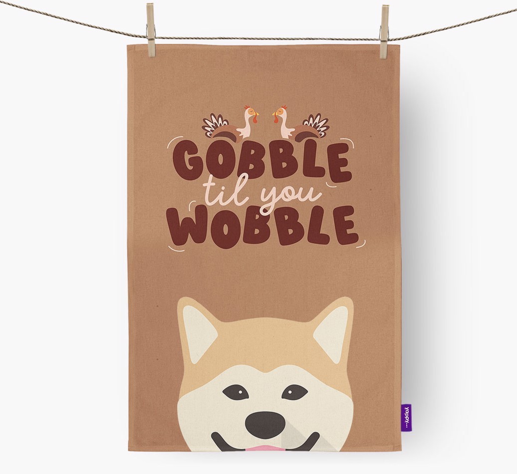 Gobble Til You Wobble: Personalised {breedFullName} Tea Towel
