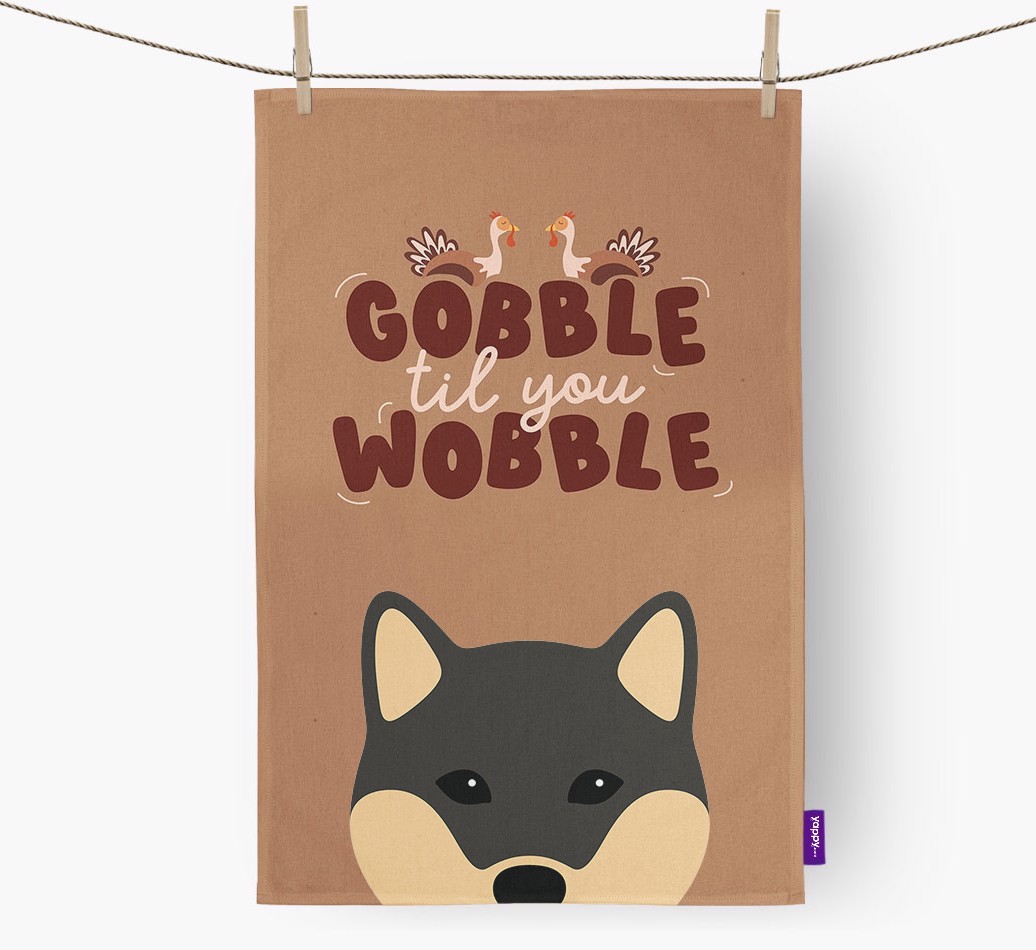 Gobble Til You Wobble: Personalised {breedFullName} Tea Towel
