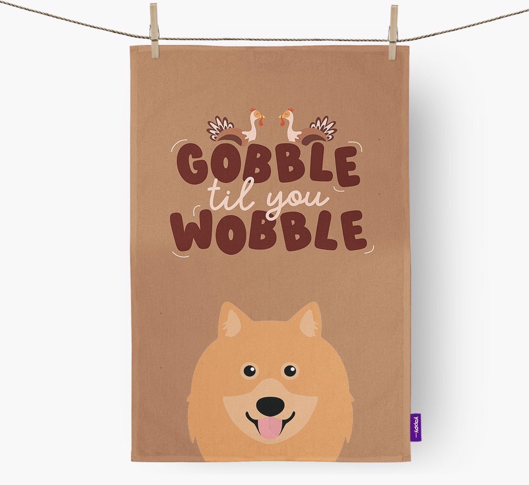 Gobble Til You Wobble: Personalised {breedFullName} Tea Towel
