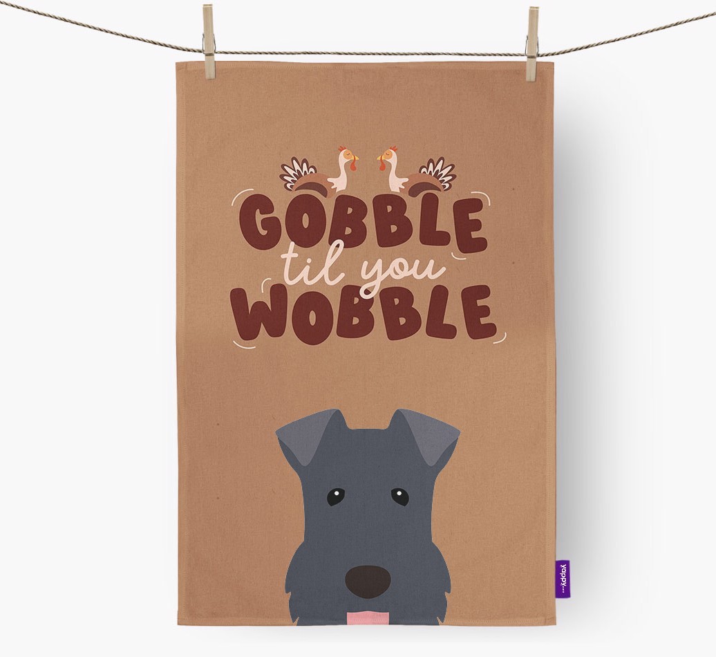 Gobble Til You Wobble: Personalised {breedFullName} Tea Towel