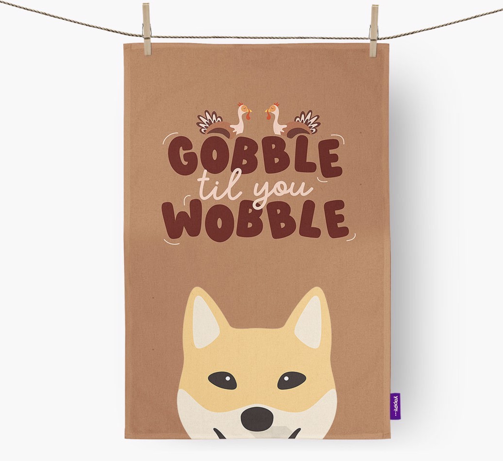Gobble Til You Wobble: Personalised {breedFullName} Tea Towel