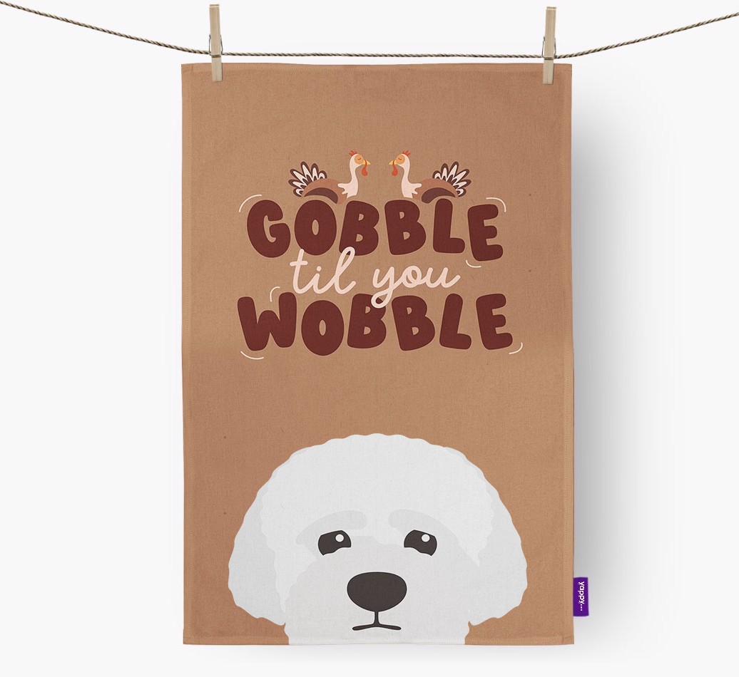 Gobble Til You Wobble: Personalised {breedFullName} Tea Towel
