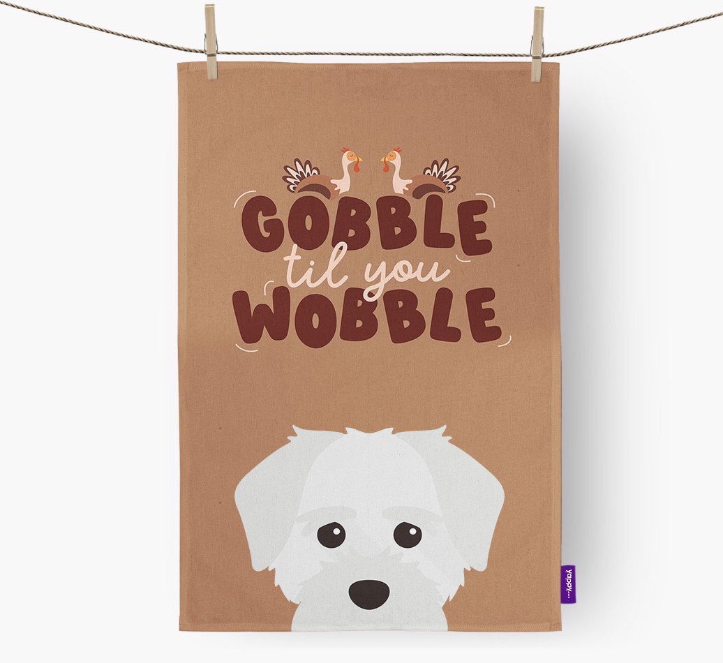 Gobble Til You Wobble: Personalised {breedFullName} Tea Towel