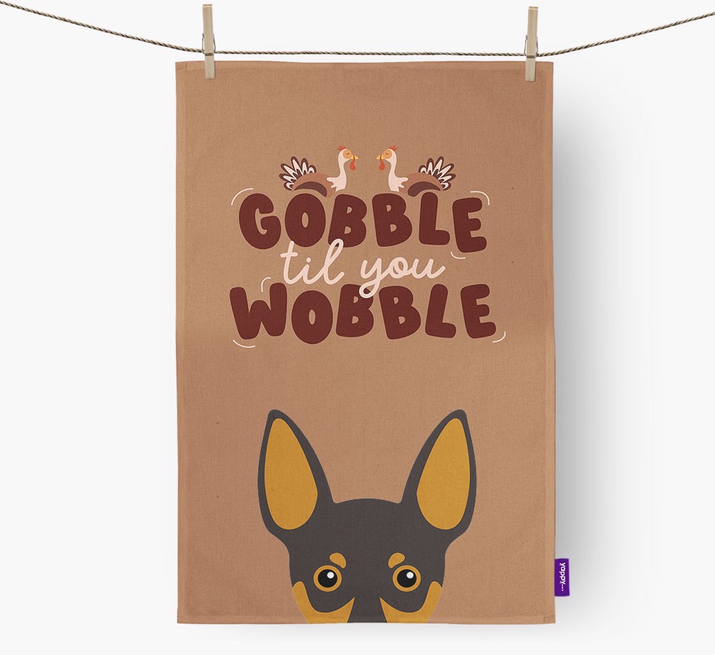 Gobble Til You Wobble: Personalised {breedFullName} Tea Towel