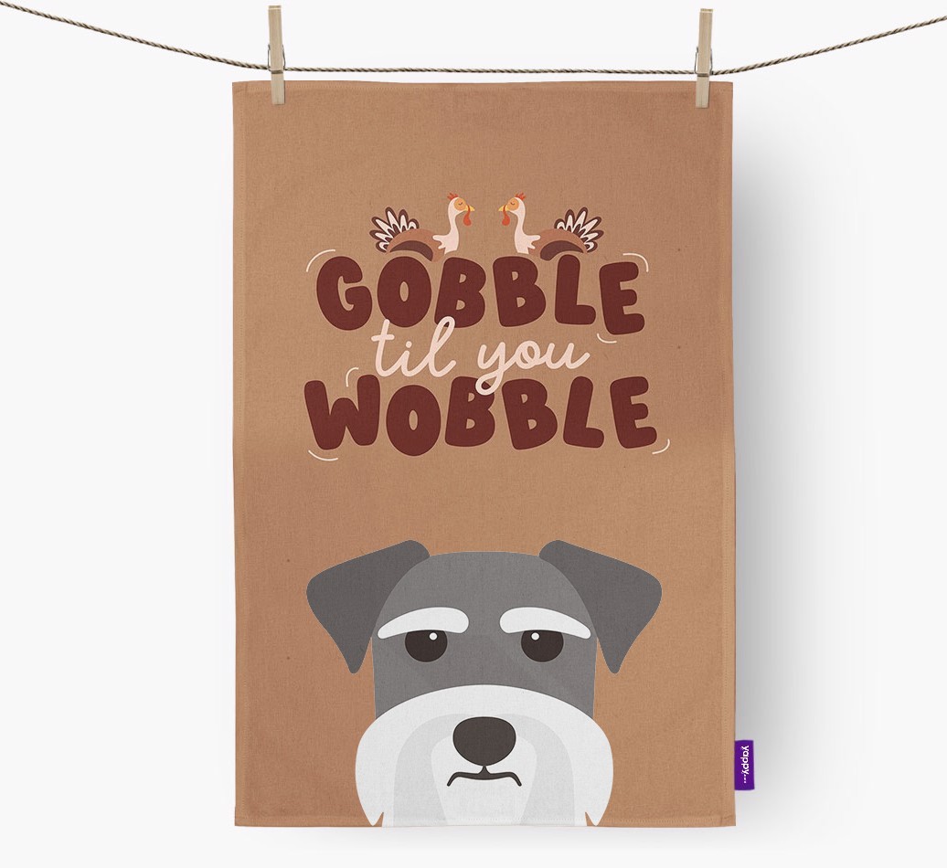 Gobble Til You Wobble: Personalized {breedFullName} Dish Towel