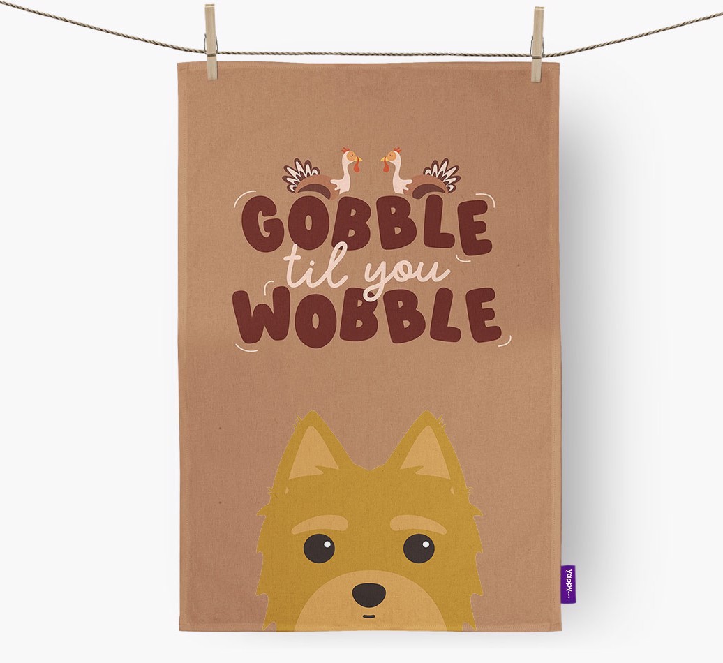 Gobble Til You Wobble: Personalised {breedFullName} Tea Towel