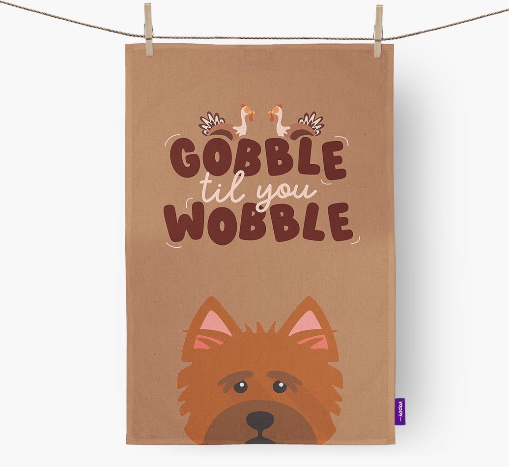 Gobble Til You Wobble: Personalised {breedFullName} Tea Towel