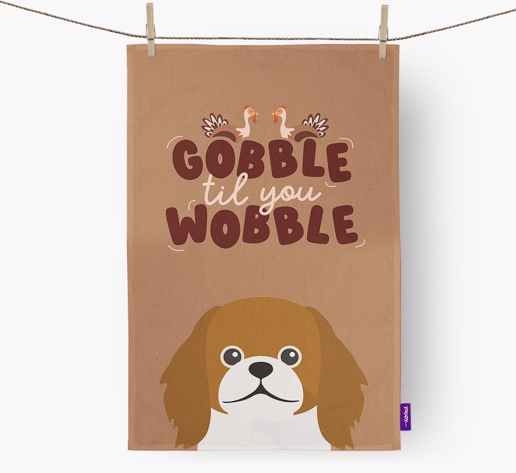 Gobble Til You Wobble: Personalized {breedFullName} Dish Towel