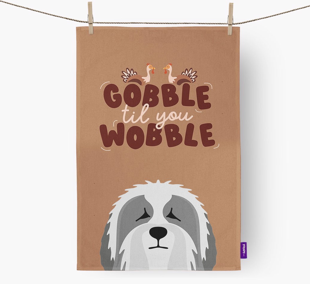Gobble Til You Wobble: Personalised {breedFullName} Tea Towel