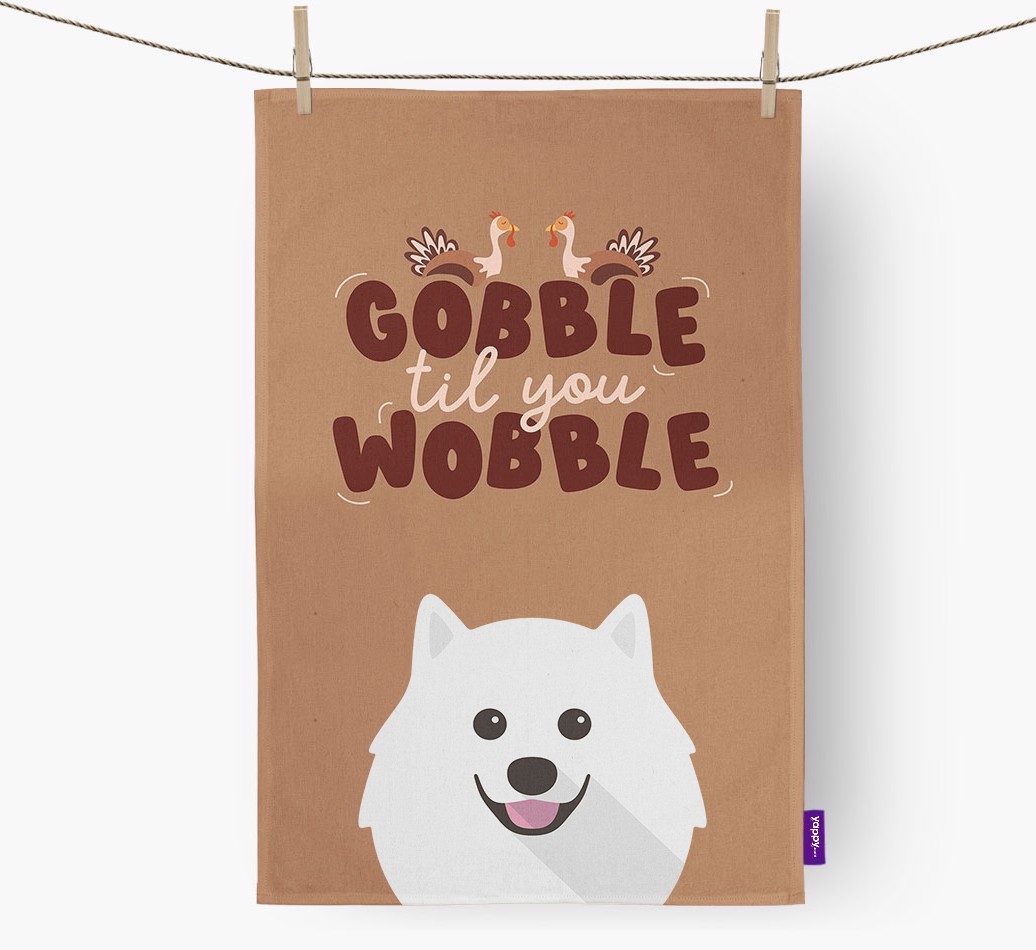 Gobble Til You Wobble: Personalised {breedFullName} Tea Towel