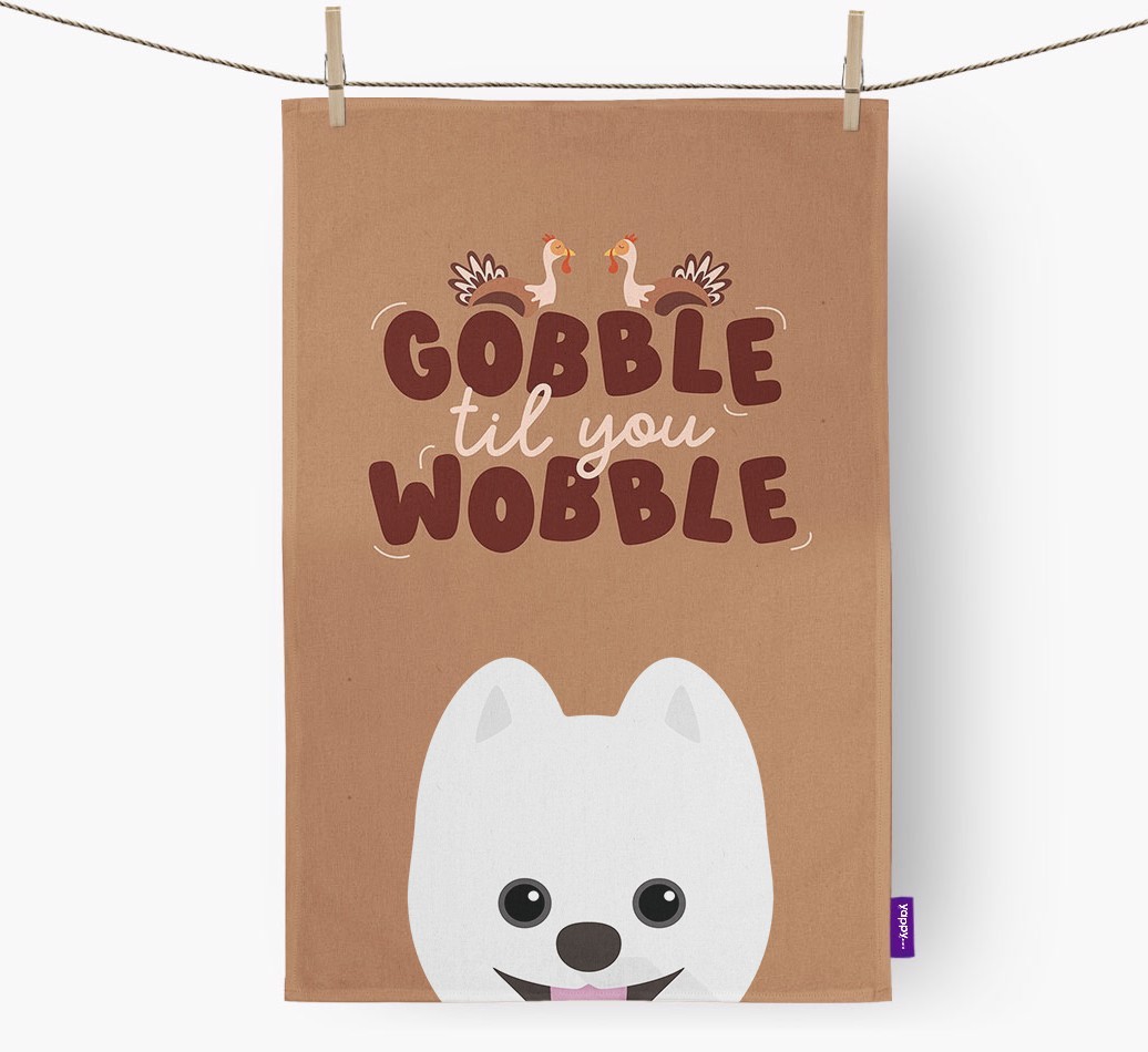 Gobble Til You Wobble: Personalised {breedFullName} Tea Towel