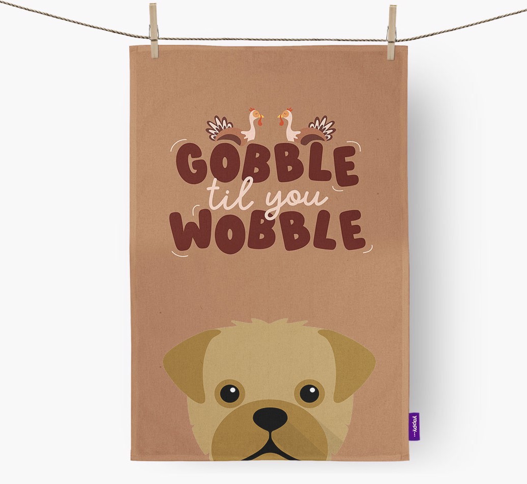 Gobble Til You Wobble: Personalised {breedFullName} Tea Towel