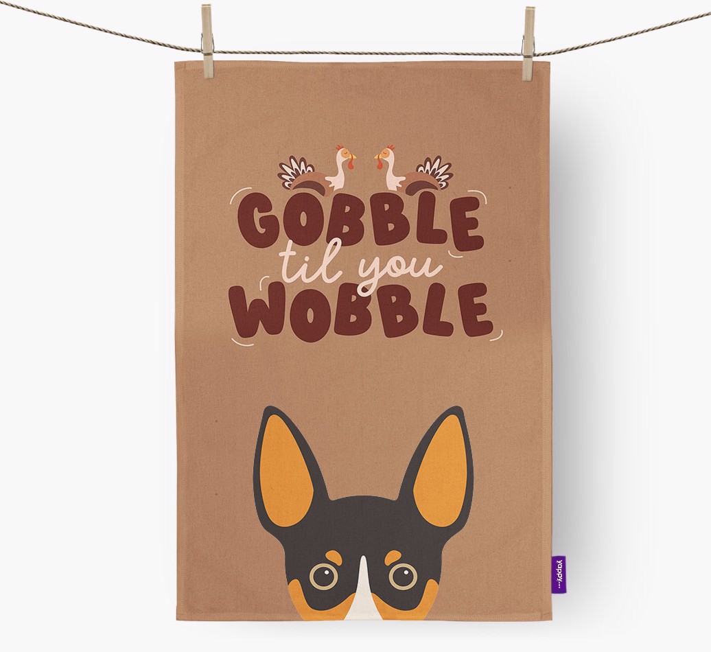 Gobble Til You Wobble: Personalised {breedFullName} Tea Towel
