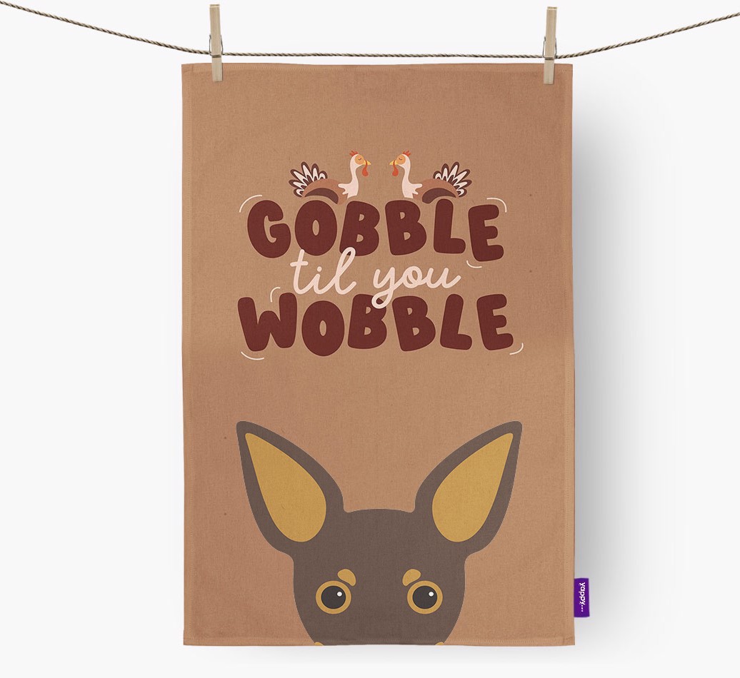 Gobble Til You Wobble: Personalised {breedFullName} Tea Towel