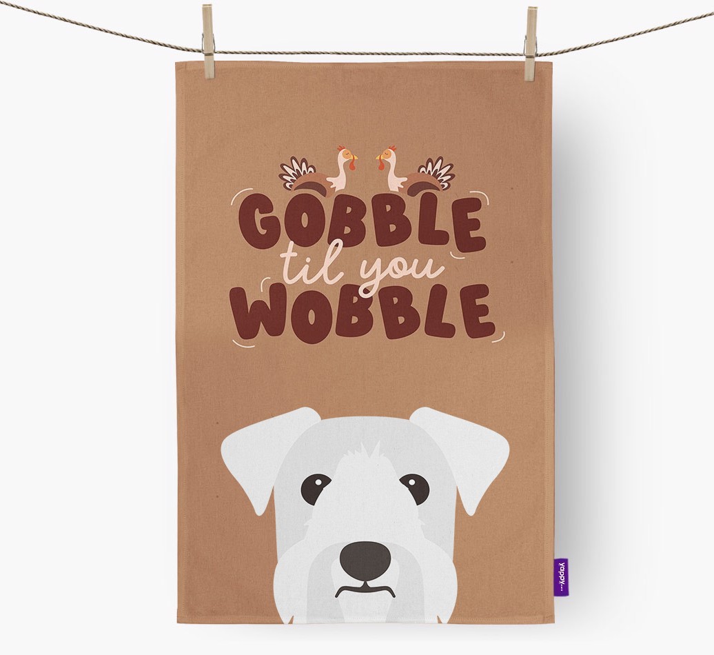 Gobble Til You Wobble: Personalised {breedFullName} Tea Towel