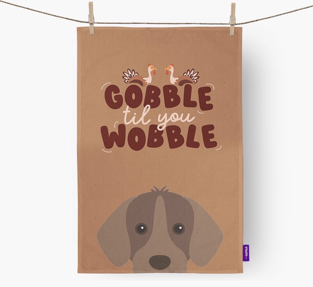 Gobble Til You Wobble: Personalised {breedFullName} Tea Towel