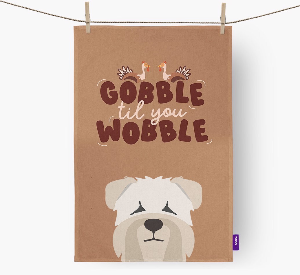 Gobble Til You Wobble: Personalised {breedFullName} Tea Towel