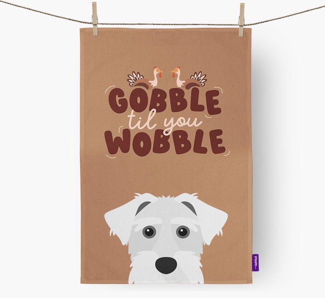 Gobble Til You Wobble: Personalised {breedFullName} Tea Towel