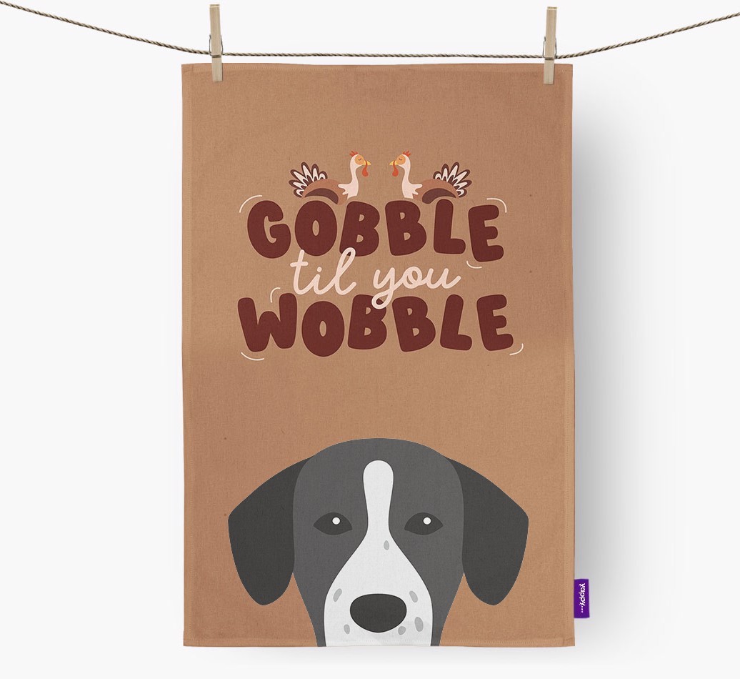 Gobble Til You Wobble: Personalised {breedFullName} Tea Towel