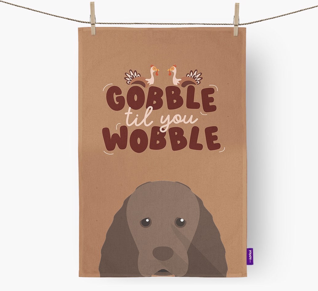 Gobble Til You Wobble: Personalised {breedFullName} Tea Towel