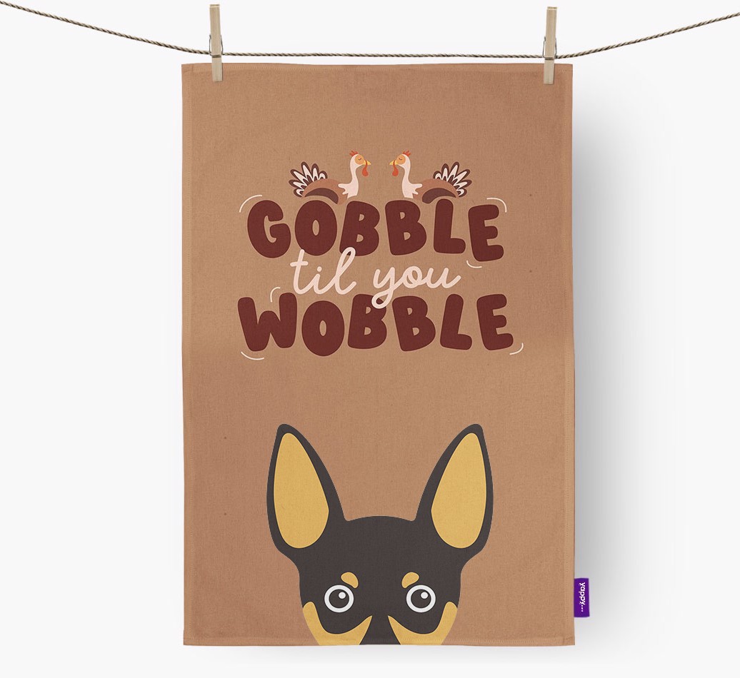 Gobble Til You Wobble: Personalised {breedFullName} Tea Towel