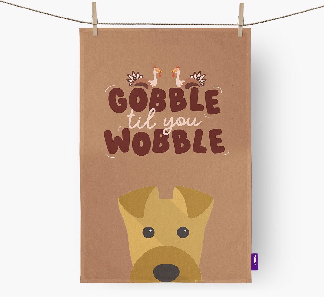 Gobble Til You Wobble: Personalised {breedFullName} Tea Towel