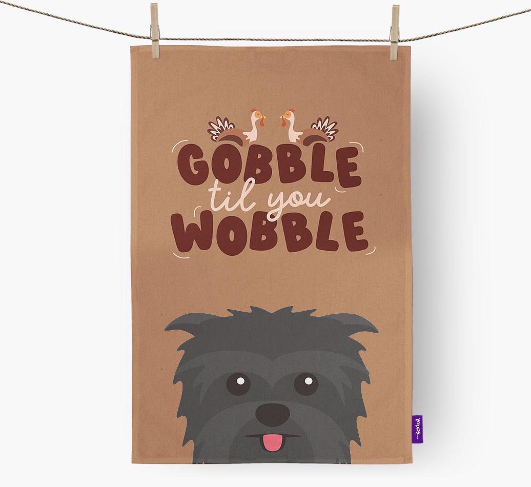 Gobble Til You Wobble: Personalized {breedFullName} Dish Towel