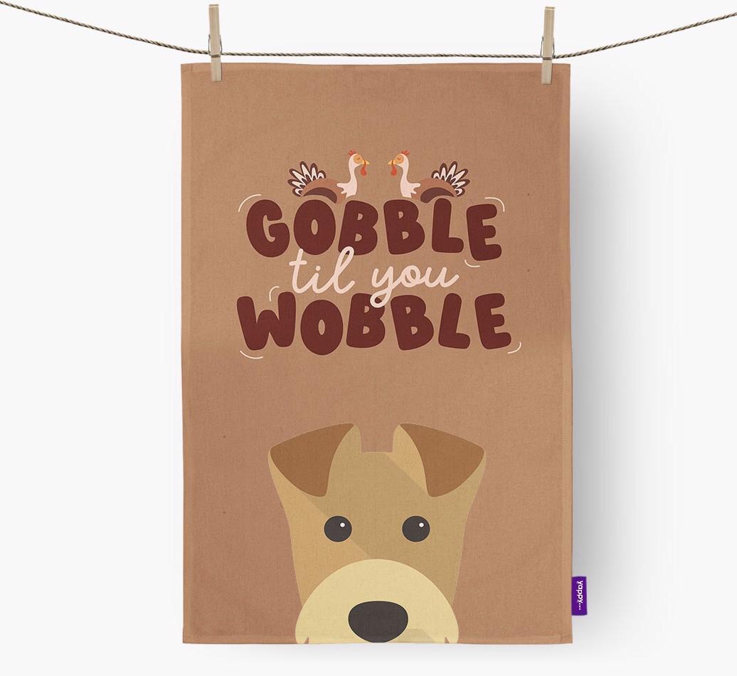 Gobble Til You Wobble: Personalized {breedFullName} Dish Towel