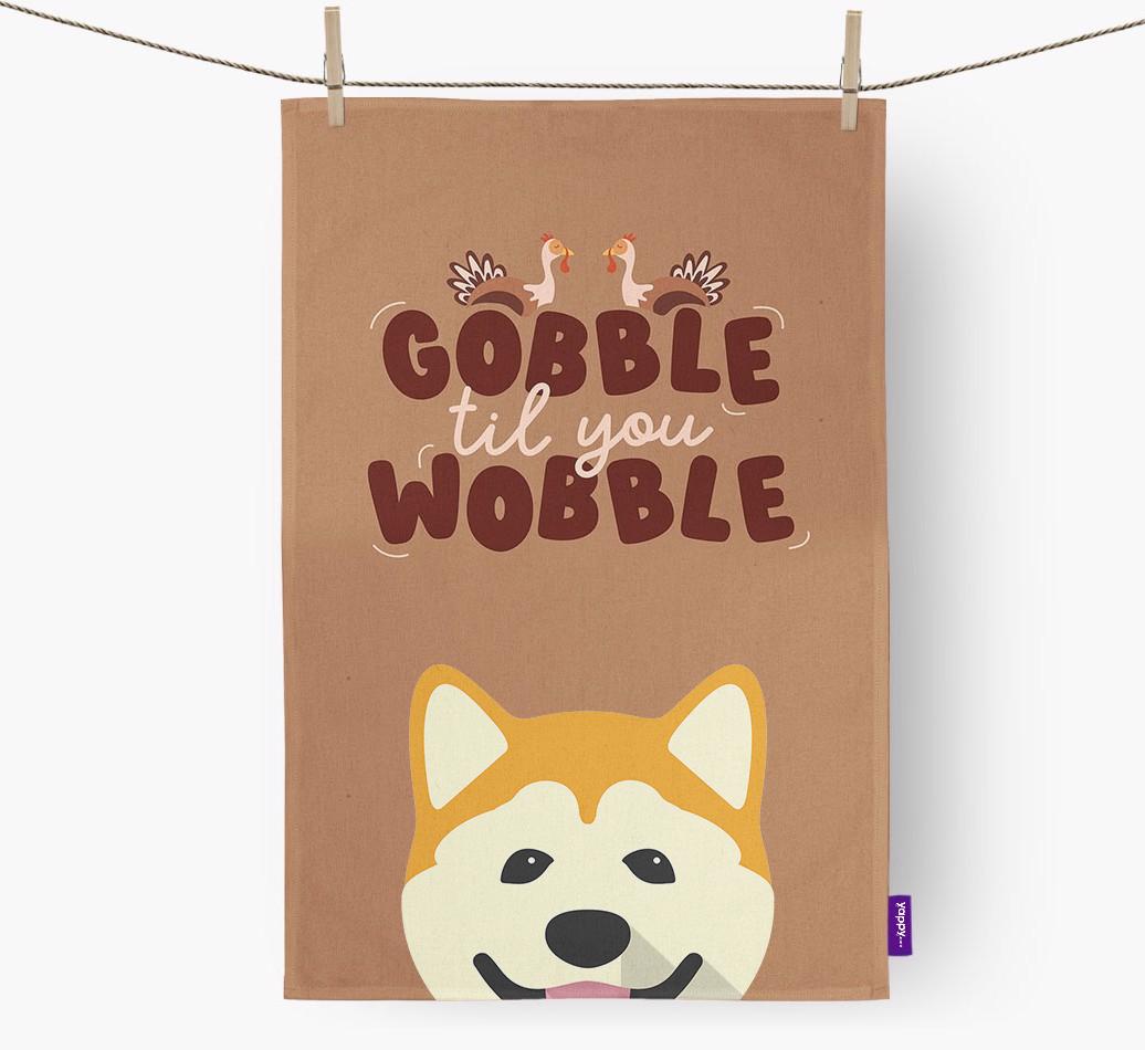 Gobble Til You Wobble: Personalized {breedFullName} Dish Towel