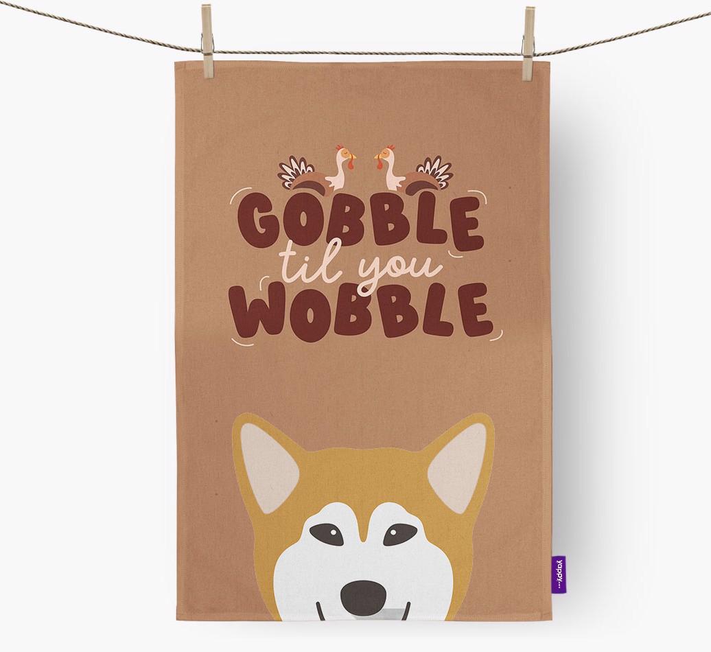 Gobble Til You Wobble: Personalized {breedFullName} Dish Towel