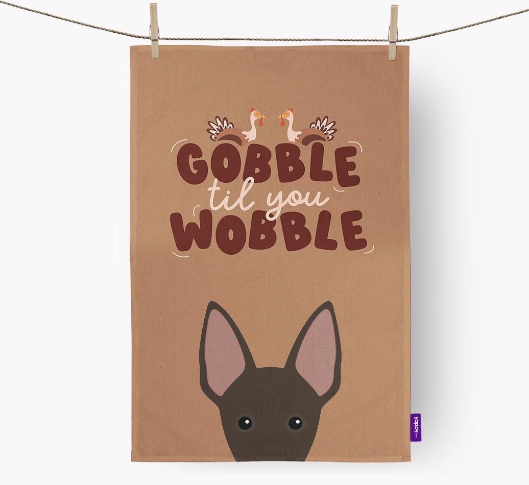 Gobble Til You Wobble: Personalized {breedFullName} Dish Towel