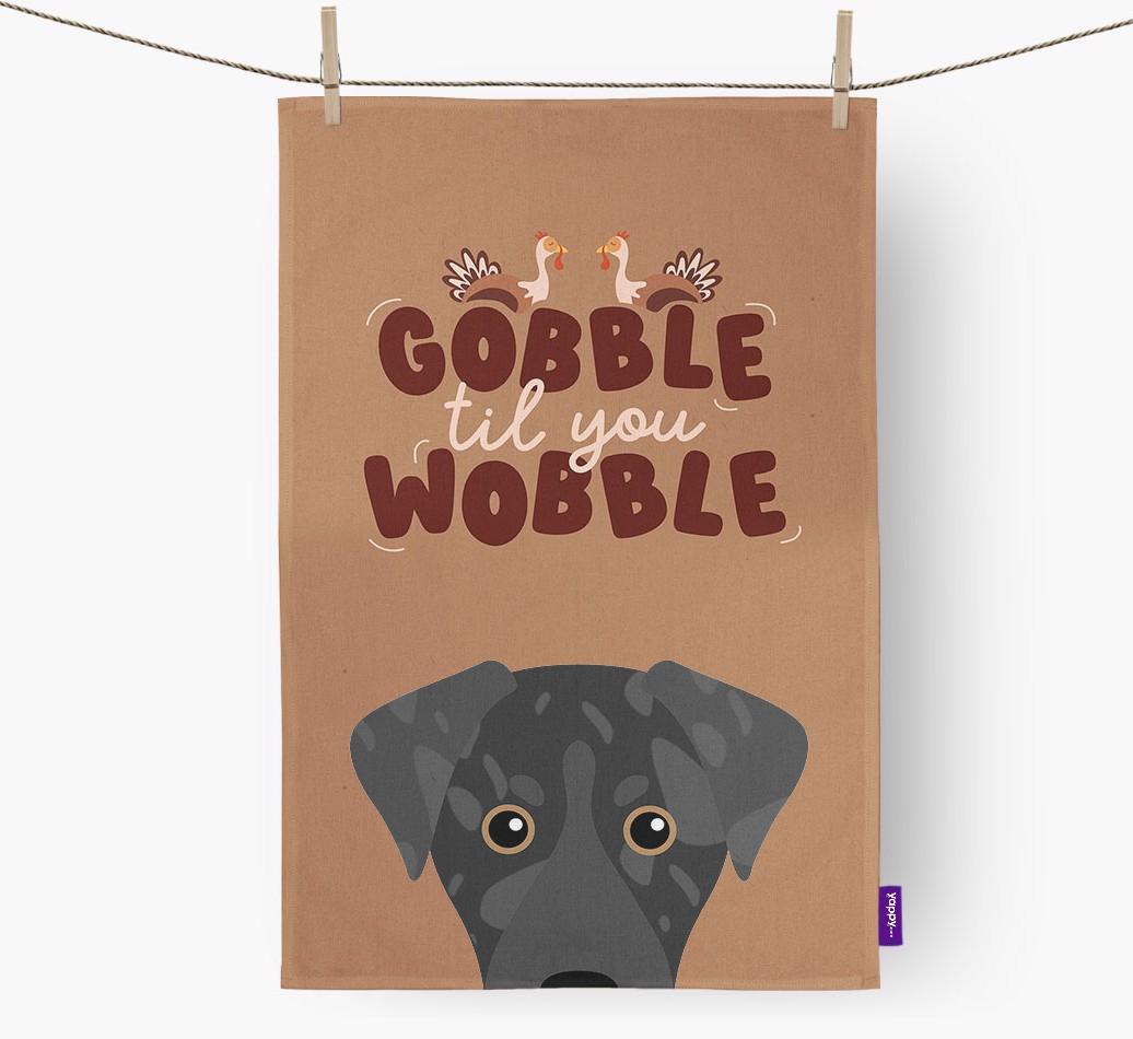 Gobble Til You Wobble: Personalized {breedFullName} Dish Towel