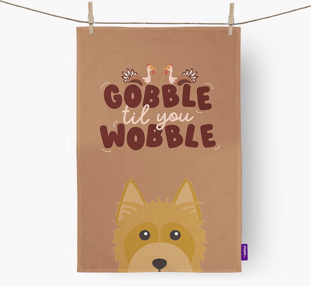 Gobble Til You Wobble: Personalized {breedFullName} Dish Towel