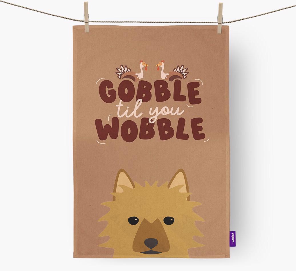 Gobble Til You Wobble: Personalized {breedFullName} Dish Towel