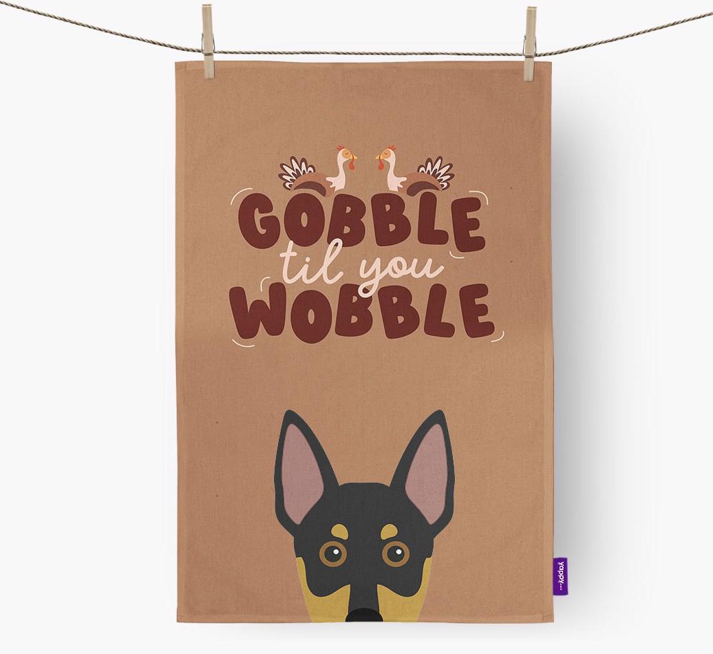 Gobble Til You Wobble: Personalized {breedFullName} Dish Towel