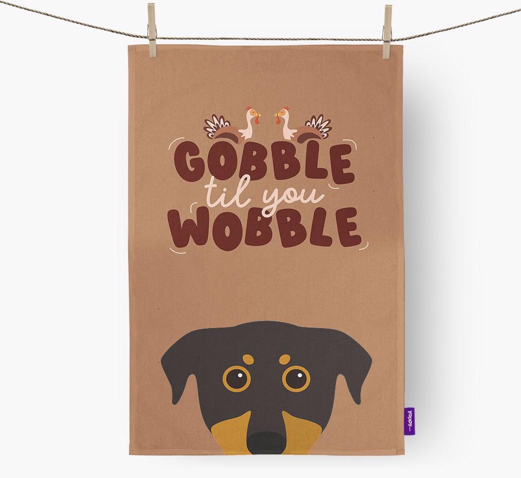 Gobble Til You Wobble: Personalized {breedFullName} Dish Towel