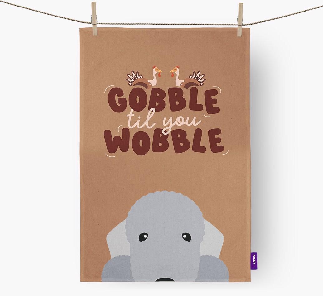 Gobble Til You Wobble: Personalized {breedFullName} Dish Towel