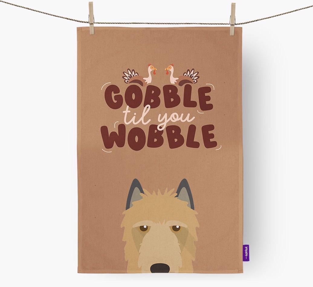 Gobble Til You Wobble: Personalized {breedFullName} Dish Towel