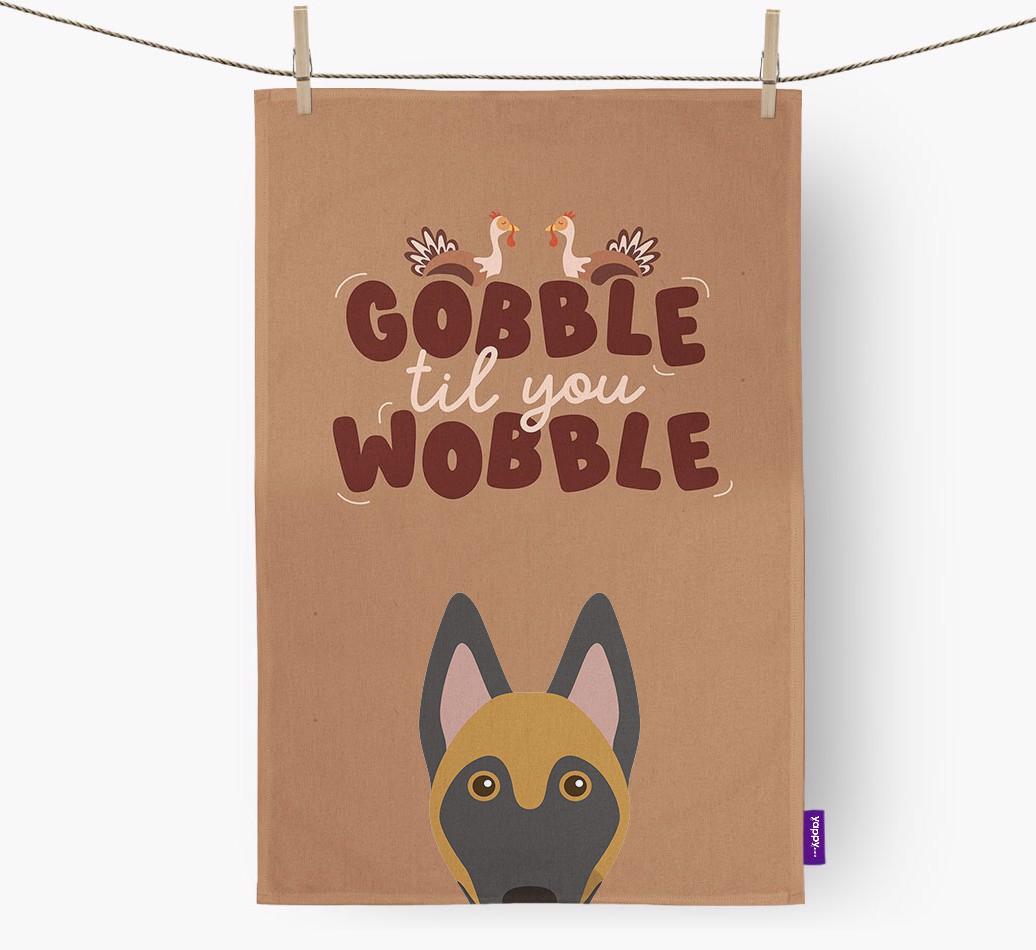 Gobble Til You Wobble: Personalized {breedFullName} Dish Towel