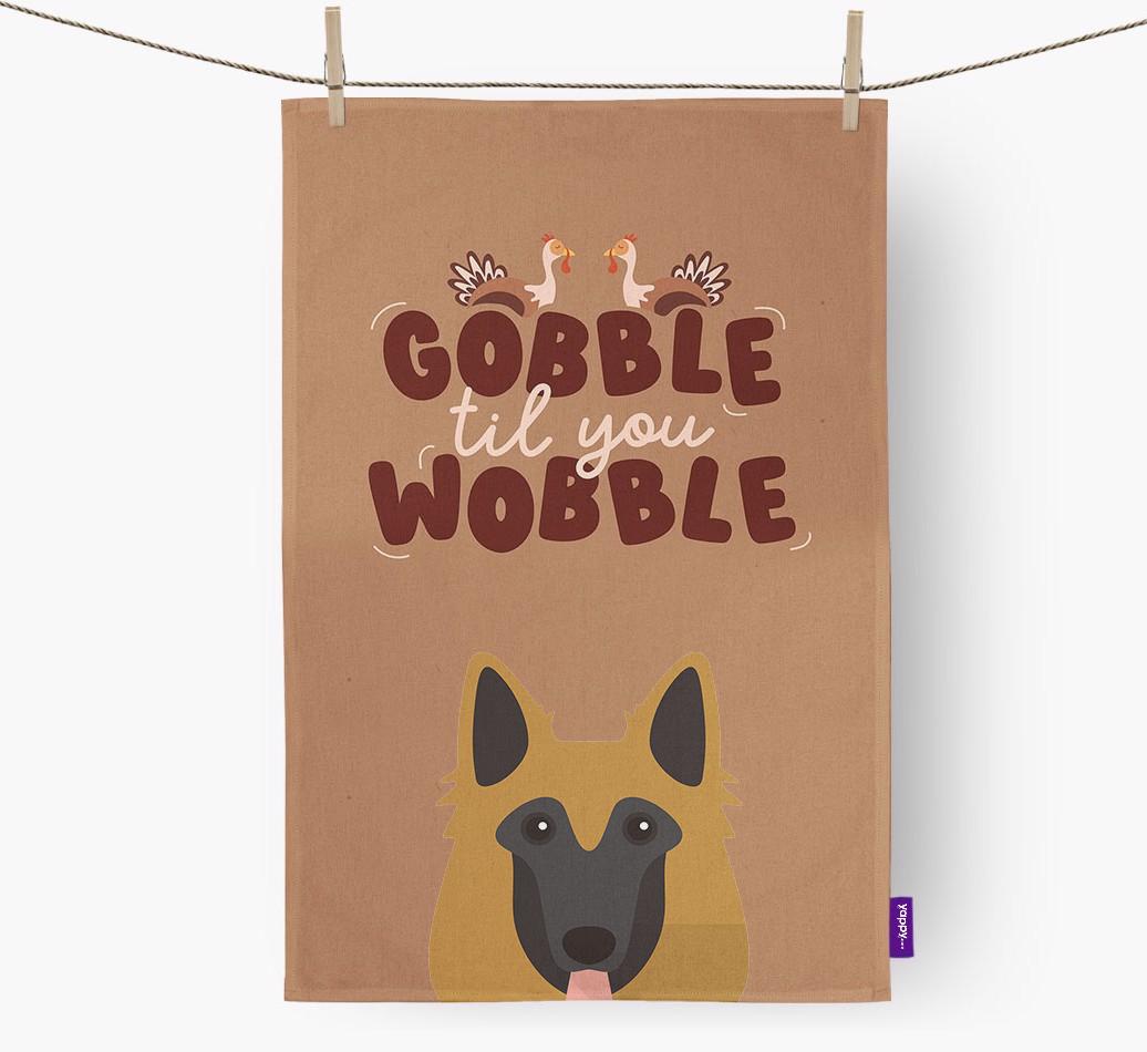 Gobble Til You Wobble: Personalized {breedFullName} Dish Towel