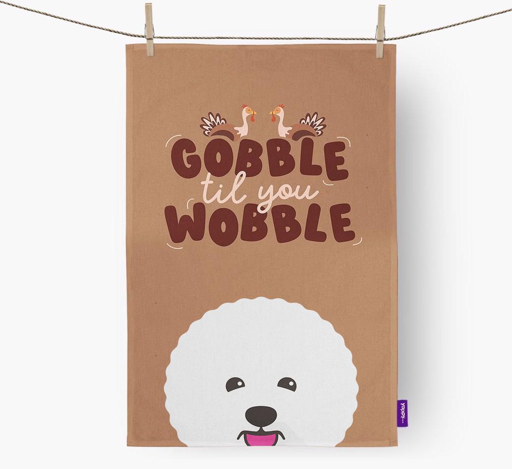 Gobble Til You Wobble: Personalized {breedFullName} Dish Towel