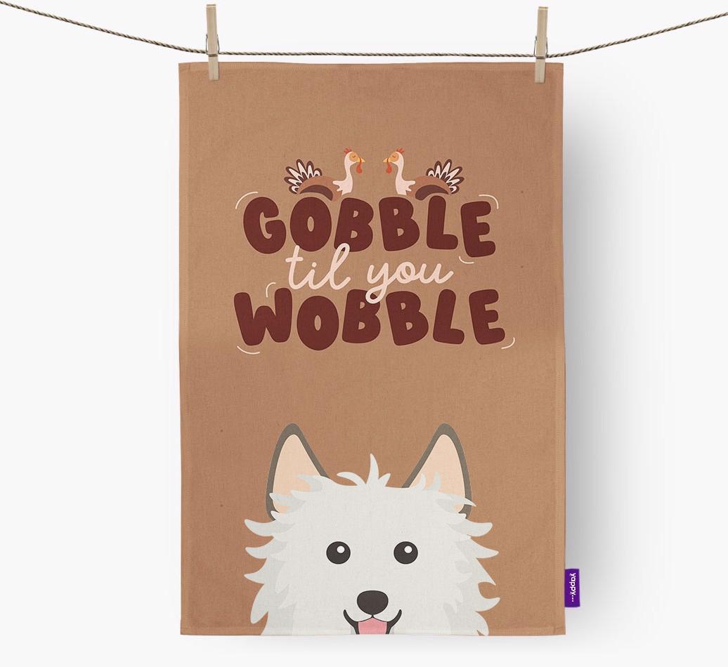 Gobble Til You Wobble: Personalized {breedFullName} Dish Towel