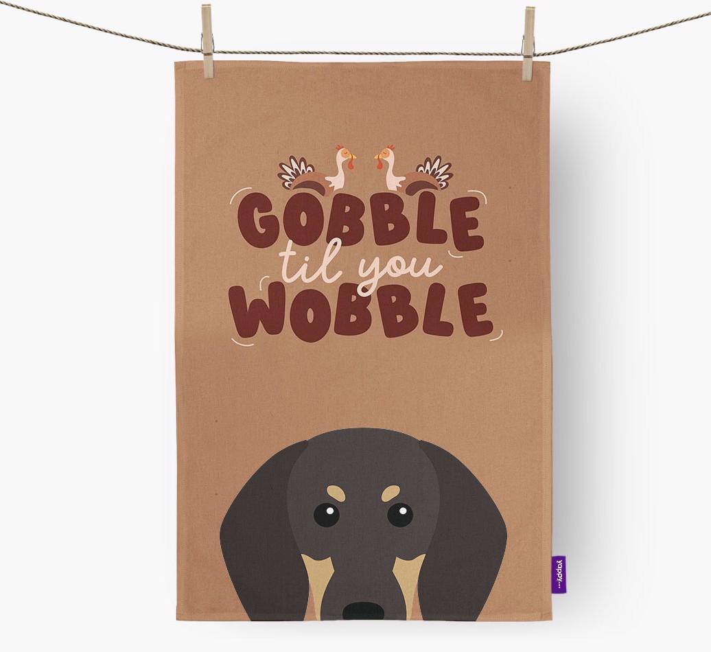 Gobble Til You Wobble: Personalized {breedFullName} Dish Towel