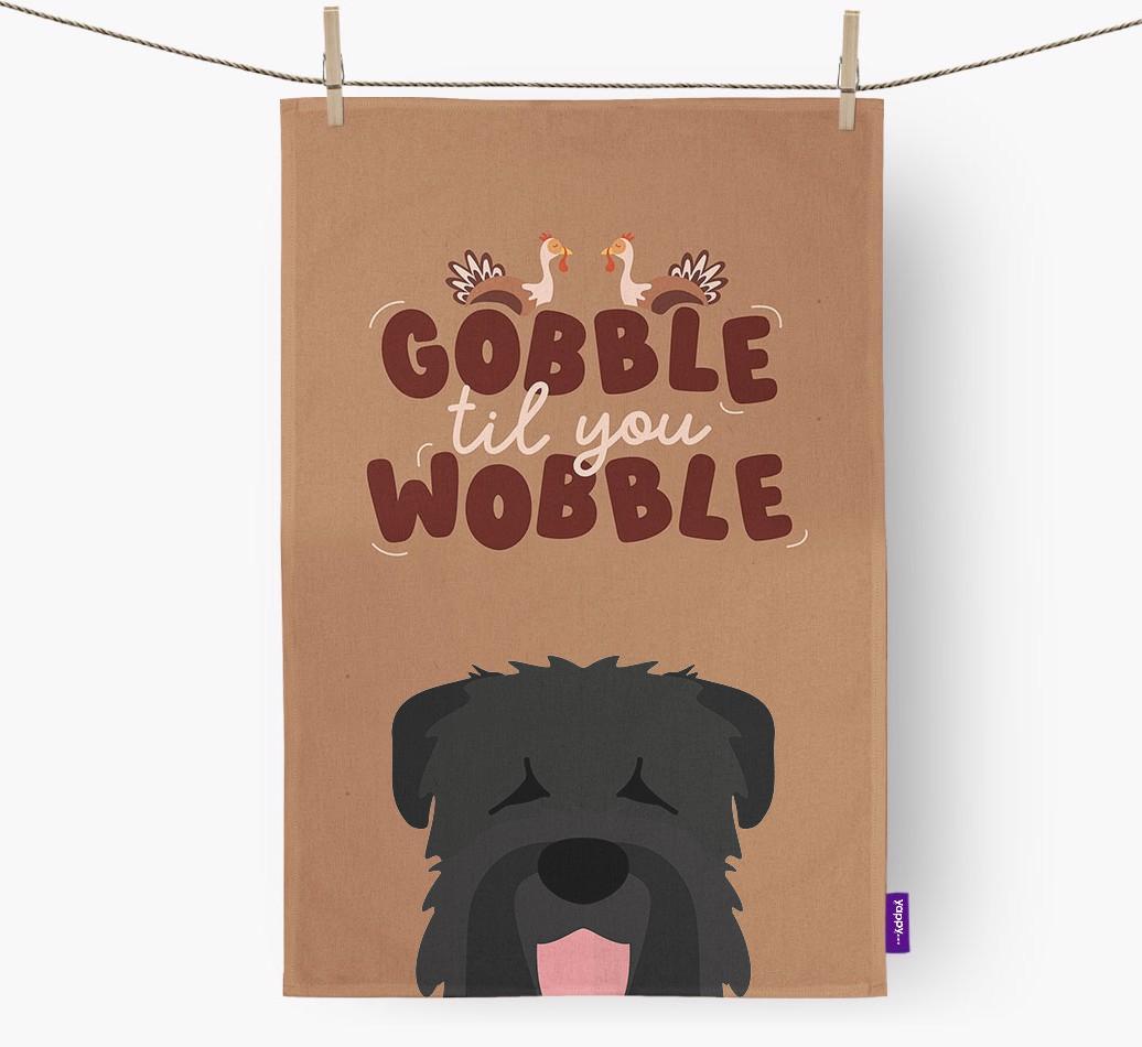 Gobble Til You Wobble: Personalized {breedFullName} Dish Towel