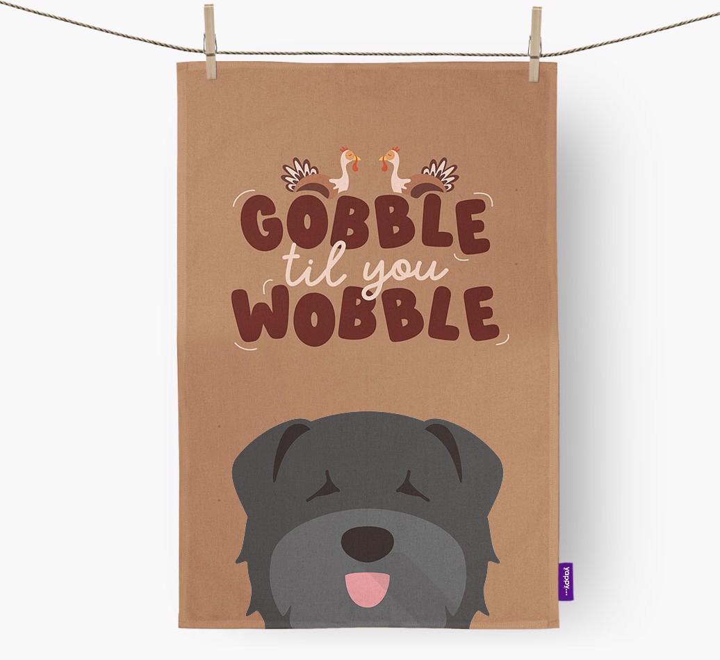 Gobble Til You Wobble: Personalized {breedFullName} Dish Towel