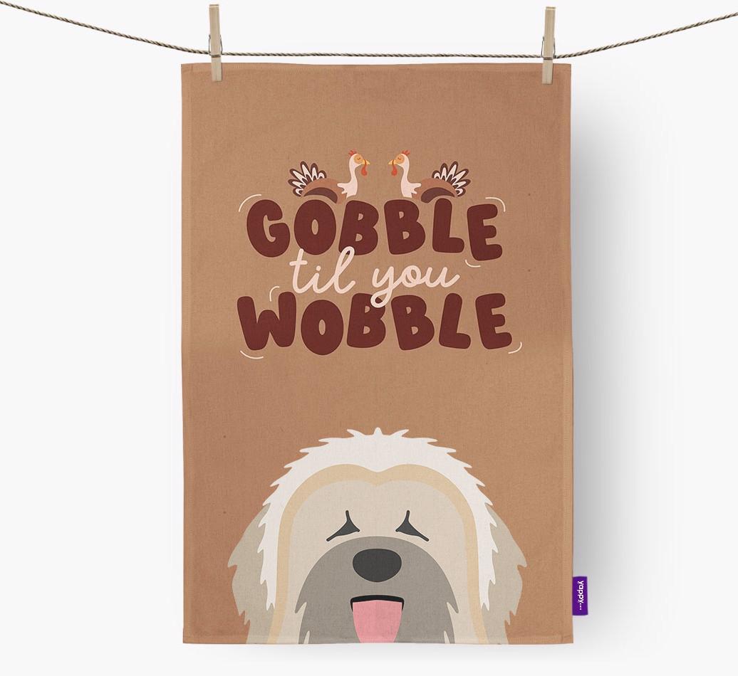 Gobble Til You Wobble: Personalized {breedFullName} Dish Towel