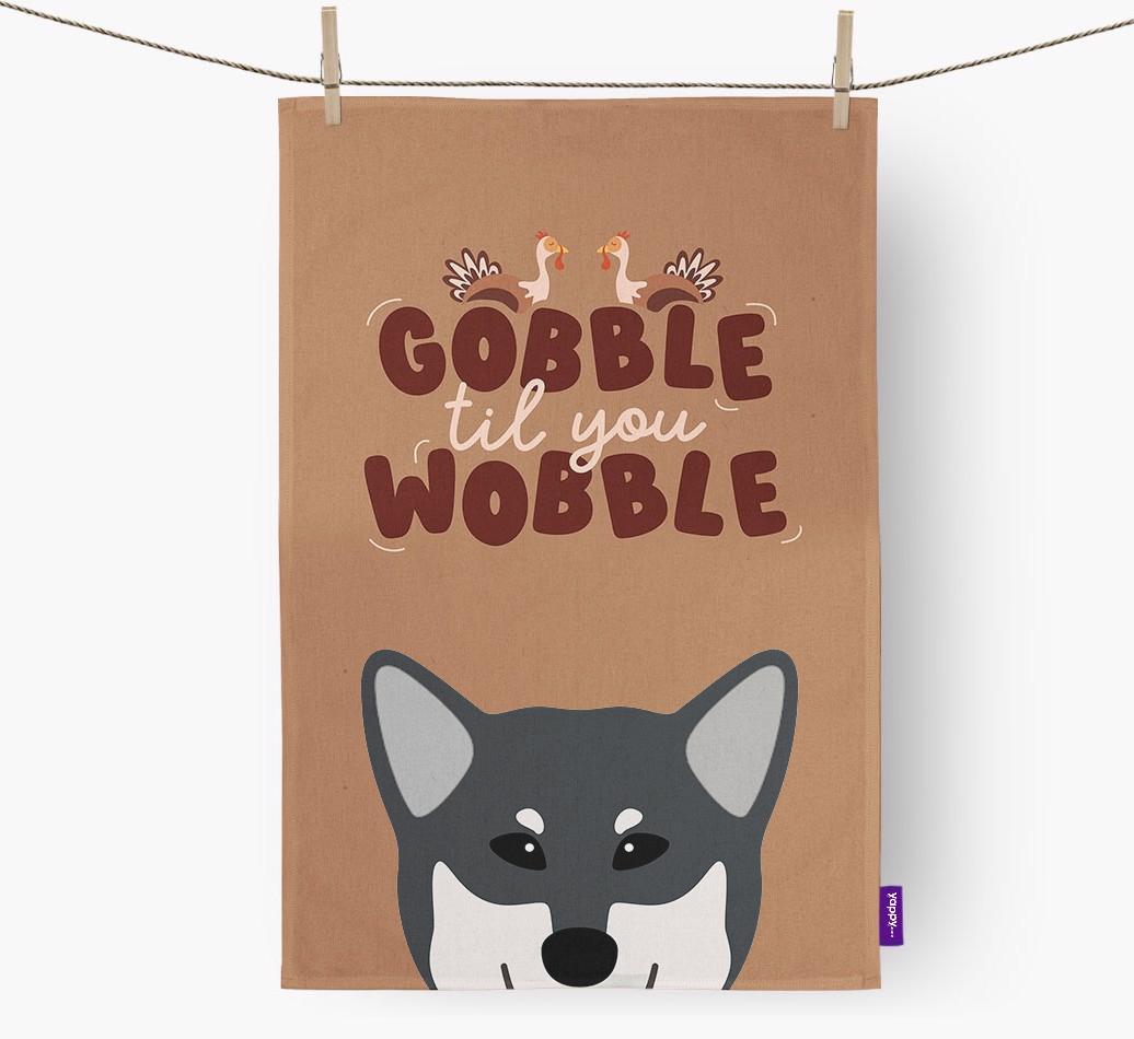 Gobble Til You Wobble: Personalized {breedFullName} Dish Towel