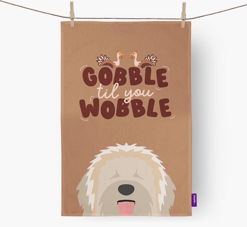 Gobble Til You Wobble: Personalized {breedFullName} Dish Towel