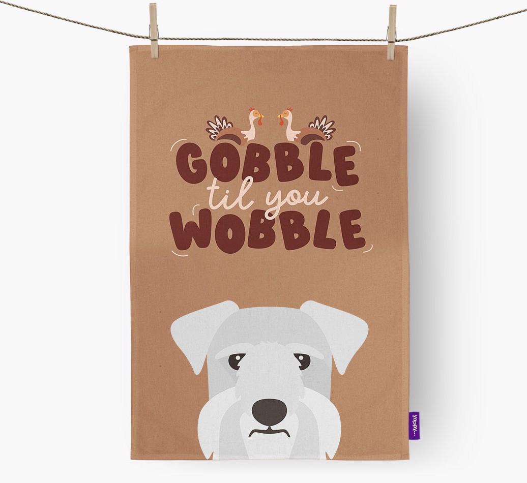 Gobble Til You Wobble: Personalized {breedFullName} Dish Towel