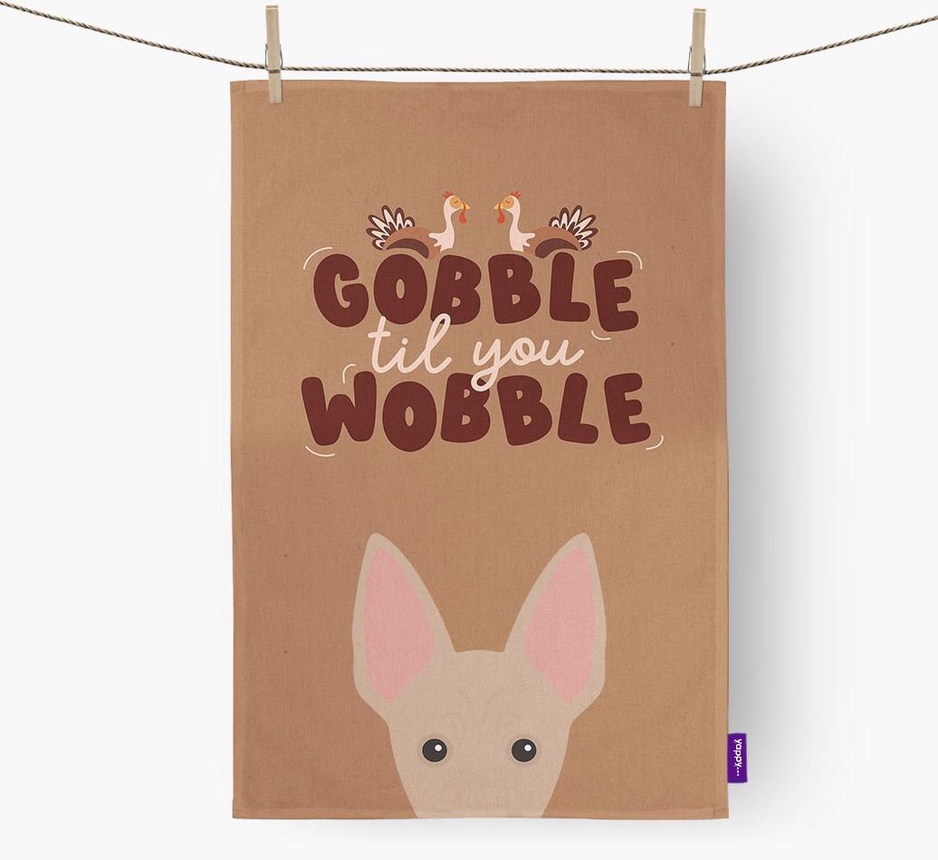 Gobble Til You Wobble: Personalized {breedFullName} Dish Towel
